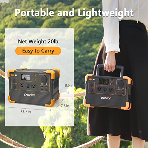 pecron Portable Power Station E600LFP,614Wh Solar Generator with 3X120V 1200W AC Outlets 100W USB-C PD Output LiFePO4 Battery Backup for Outdoor Camping Emergency(Solar Panel Optional)