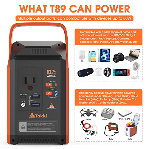 Portable Power Station: 83Wh Takki Solar Generator