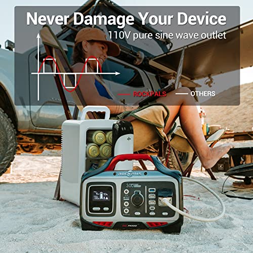 ROCKPALS 300W Solar Portable Power Station for Outdoor Camping