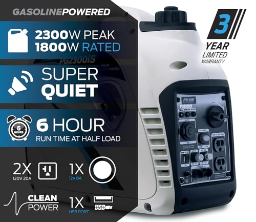 Super Quiet Pulsar Inverter Generator with USB Outlet & Parallel Capability