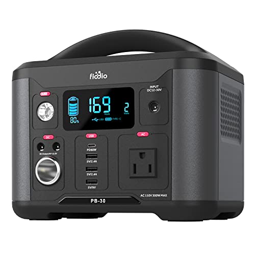 Fiodio 300Wh Portable Power Station: AC Outlet, PD Quick Charge