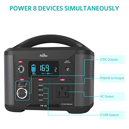 Fiodio 300Wh Portable Power Station: AC Outlet, PD Quick Charge