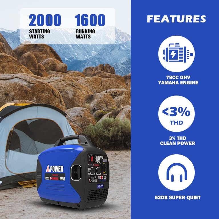 Ultra-Quiet 2000W Portable Inverter Generator - RV Ready