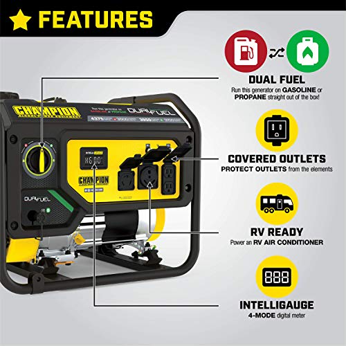 Champion 4375/3500W Dual Fuel Portable Generator, RV Ready