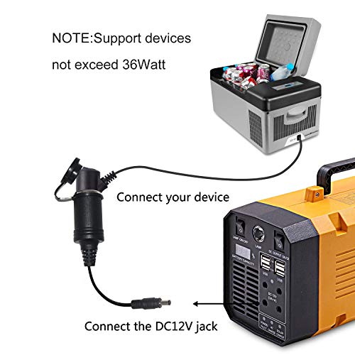 Portable Generator Charger Cable Adapter: 12V DC Female to 5.5mm x 2.1mm Male