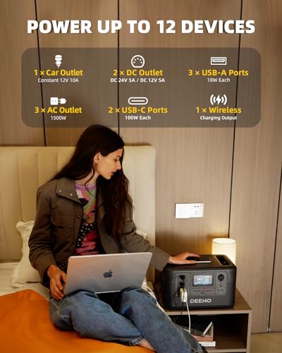 DEENO 1500W Portable Power Station: Backup Camping RV