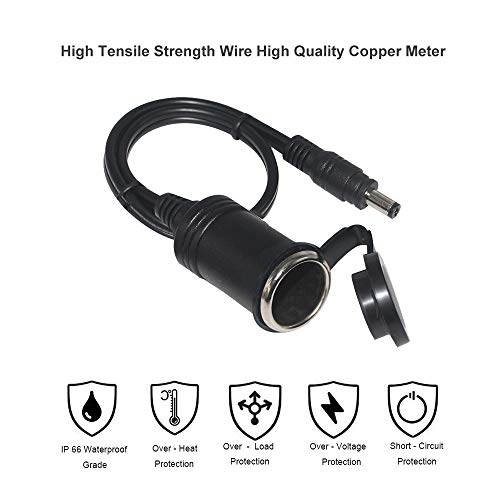 Portable Generator Charger Cable Adapter: 12V DC Female to 5.5mm x 2.1mm Male