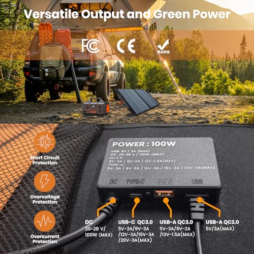 100W Solar Panel Charger for Portable Generators