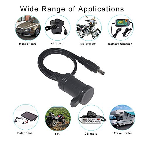 Portable Generator Charger Cable Adapter: 12V DC Female to 5.5mm x 2.1mm Male