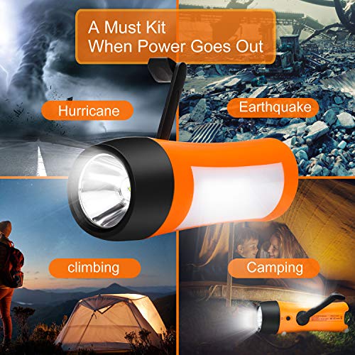 Orange Hand Crank Flashlight/Generator/USB Charger for Emergency