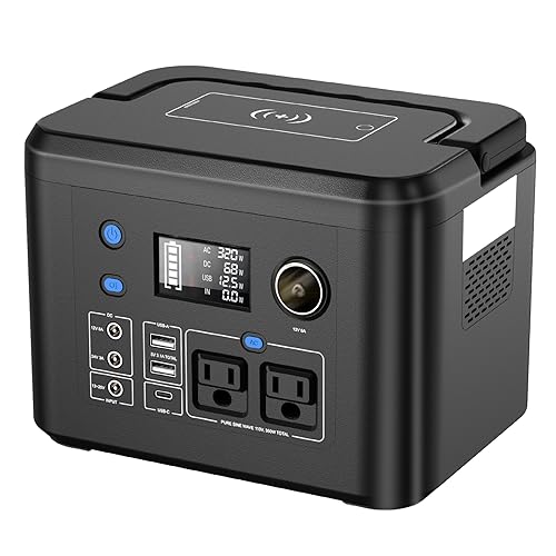 Powkey 350W Portable Power Station with 2 AC Outlets