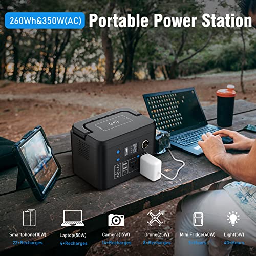 Powkey 350W Portable Power Station with 2 AC Outlets