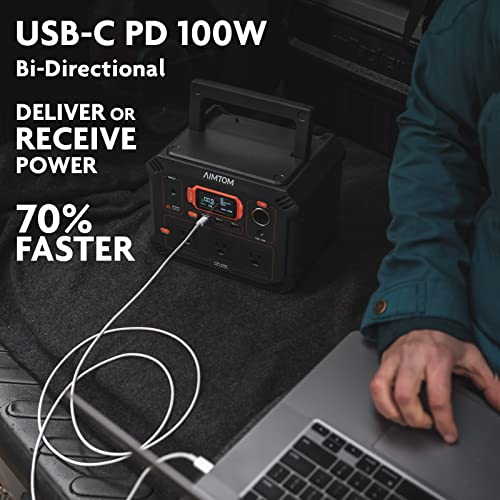 AIMTOM Portable Power Station - 403Wh Backup Lithium Battery