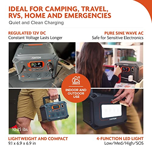 AIMTOM Portable Power Station - 403Wh Backup Lithium Battery