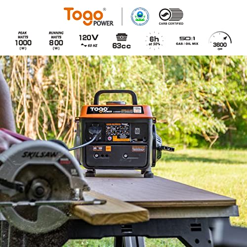 TogoPower 1000W Gasoline Portable Generator for Camping Outdoors