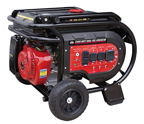 PowerAmerica Dual Fuel Portable Generator, 12000W, Black/Red