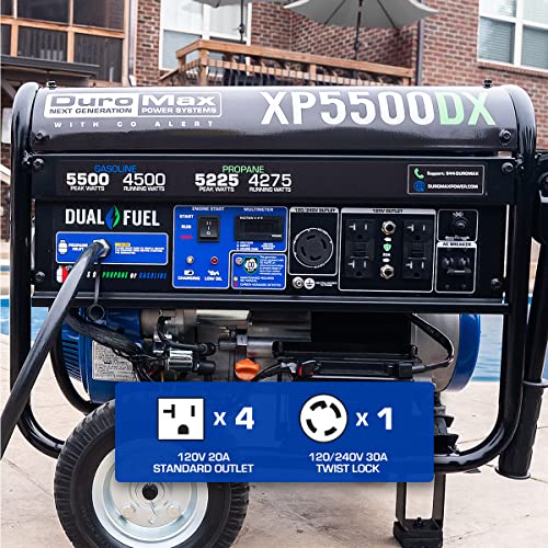 DuroMax XP5500DX 5,500-Watt Dual Fuel Portable Generator