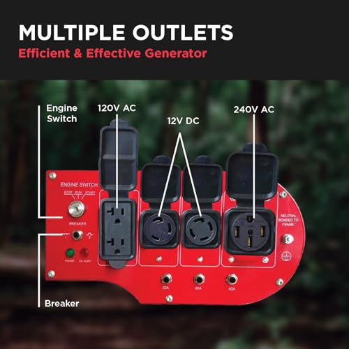 PowerAmerica Dual Fuel Portable Generator, 12000W, Black/Red