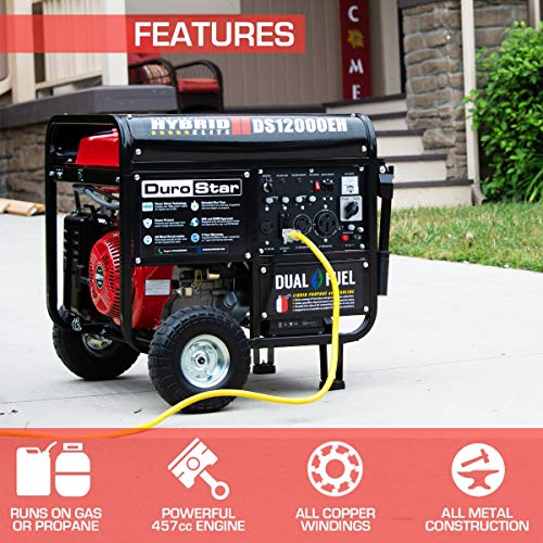 DuroStar 12000W Dual Fuel Electric Start Portable Generator
