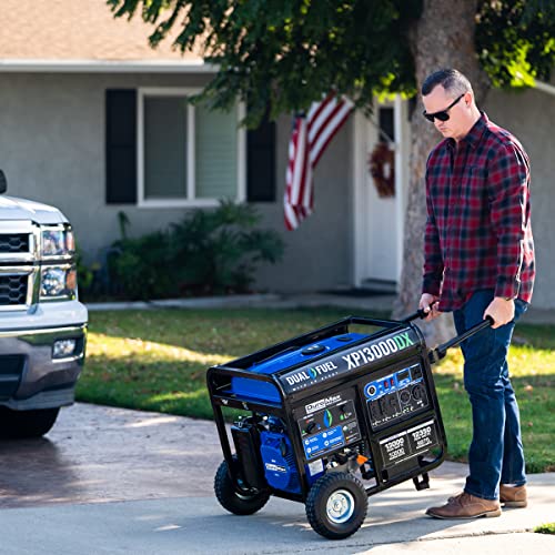 DuroMax 13,000-Watt Dual Fuel Portable Generator, Black/Blue