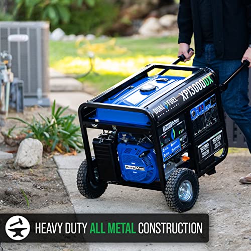 DuroMax 13,000-Watt Dual Fuel Portable Generator, Black/Blue