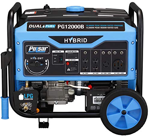 Pulsar Dual Fuel Portable Generator, 12,000W, CARB Approved