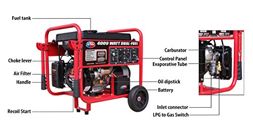4000W Portable Dual Fuel Generator - Electric Start
