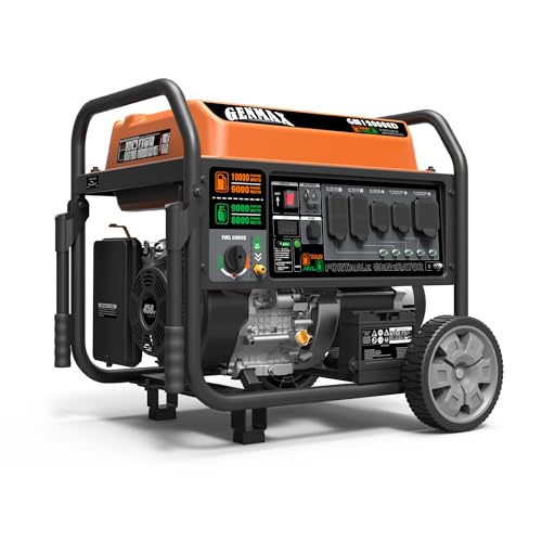 GENMAX Dual Fuel Portable Generator 12000 Watt Gas or Propane Powered Electric Start-Home Back Up, EPA Compliant