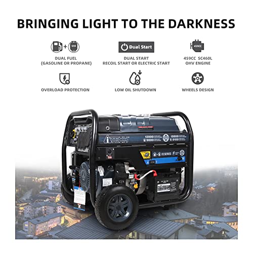 A-itech 12000W Generator, Dual Fuel Gas/Propane, Electric Start