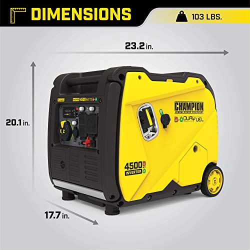 Champion Dual Fuel Inverter Generator, 4500W, Electric Start