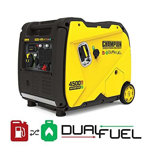 Champion Dual Fuel Inverter Generator, 4500W, Electric Start
