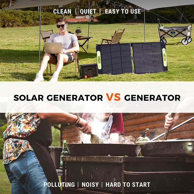 300W Portable Solar Generator with 60W Solar Panel