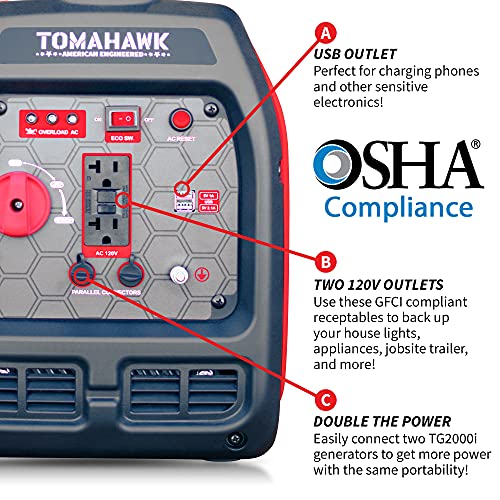 Tomahawk 2000W Inverter Generator - Super Quiet & Portable