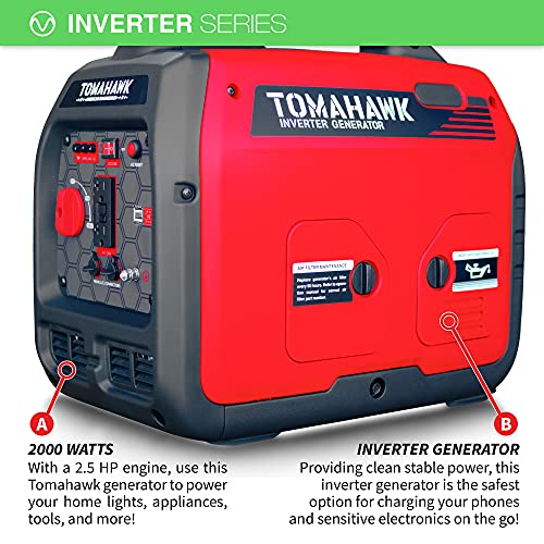 Tomahawk 2000W Inverter Generator - Super Quiet & Portable
