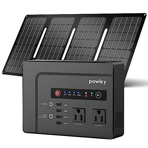 Powkey Solar Generator with Panel, 146Wh/200W