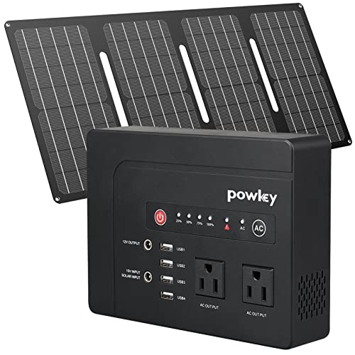 Powkey Solar Generator with Panel, 146Wh/200W