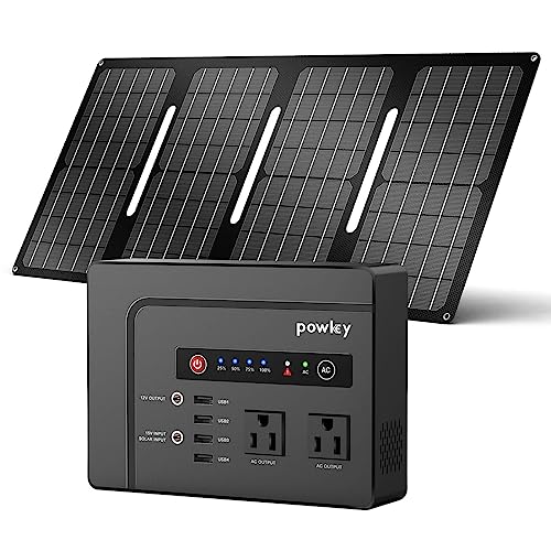 Powkey Solar Generator with Panel, 146Wh/200W