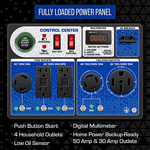 DuroMax XP13000HX Dual Fuel Portable Generator - 13000W