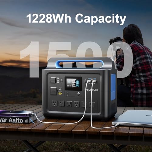 1228Wh Portable Power Station with 6x110V AC Outlets