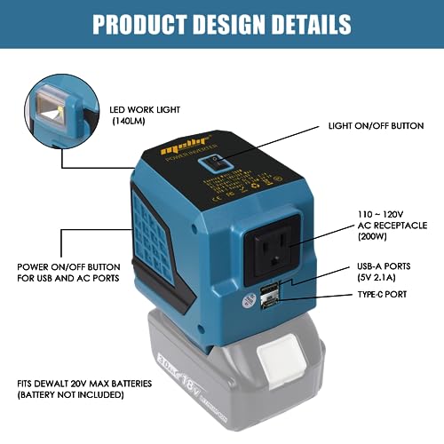 Portable Power Inverter for Makita 18V Battery - 200W