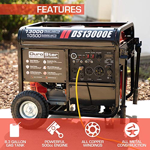 DuroStar DS13000E Portable Generator - 13000W, Electric Start