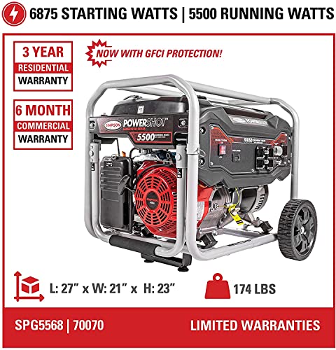 SIMPSON Cleaning SPG5568 Gas Generator - 5500W Starting