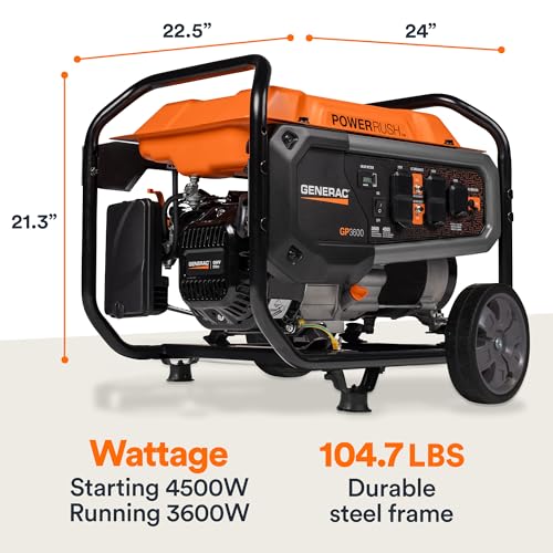 Generac 7677 GP3600 Gas-Powered Portable Generator - Reliable Power Solution