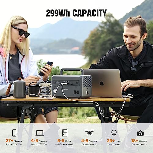 300W Portable Power Station with Solar Generator for Emergencies, Outdoor Activities