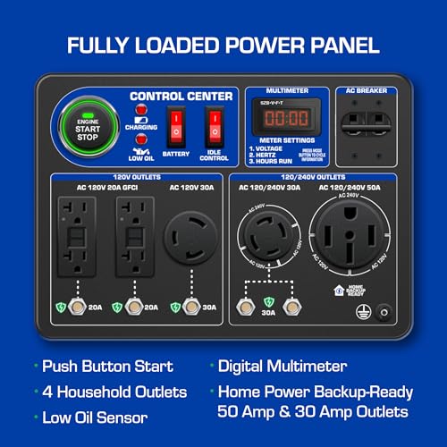 DuroMax XP13000X 500cc Gas Portable Generator with CO Alert