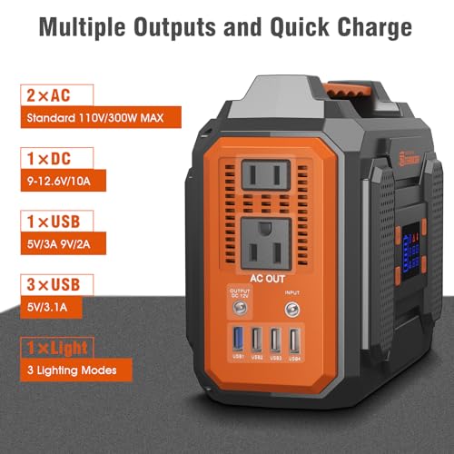 300W Power Station: Outdoor Portable Generator, Lithium Battery