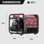 Portable Gasoline Inverter Generator - 4400W, Quiet, RV Ready