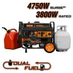 WEN DF475T Dual Fuel Portable Generator - 4750W