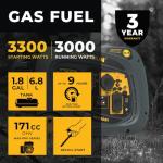 Firman Portable Gas Generator: 3300/3000 Watt Recoil Start