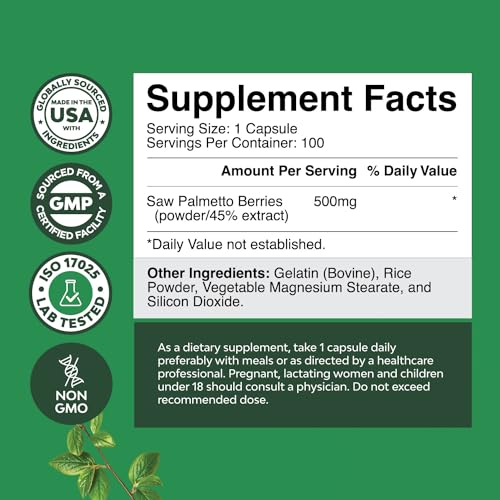 Saw Palmetto Capsules for Men - 100 Count